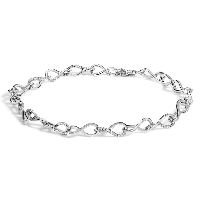 1/2 Ct. T.W. Diamond Linked Infinity Anklet in Sterling Silver, photo 1