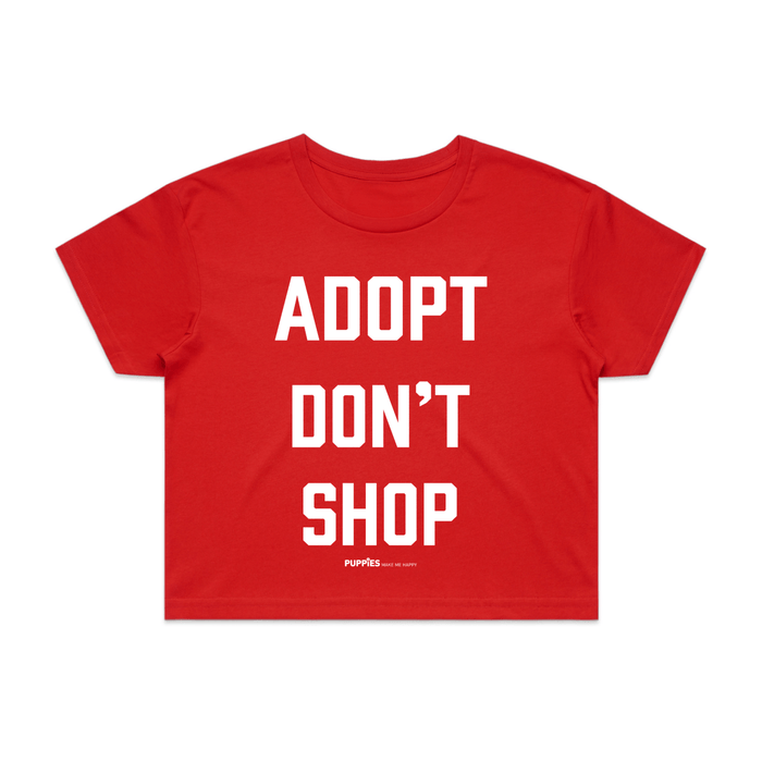 Adopt Don't Shop Crop Tee in red