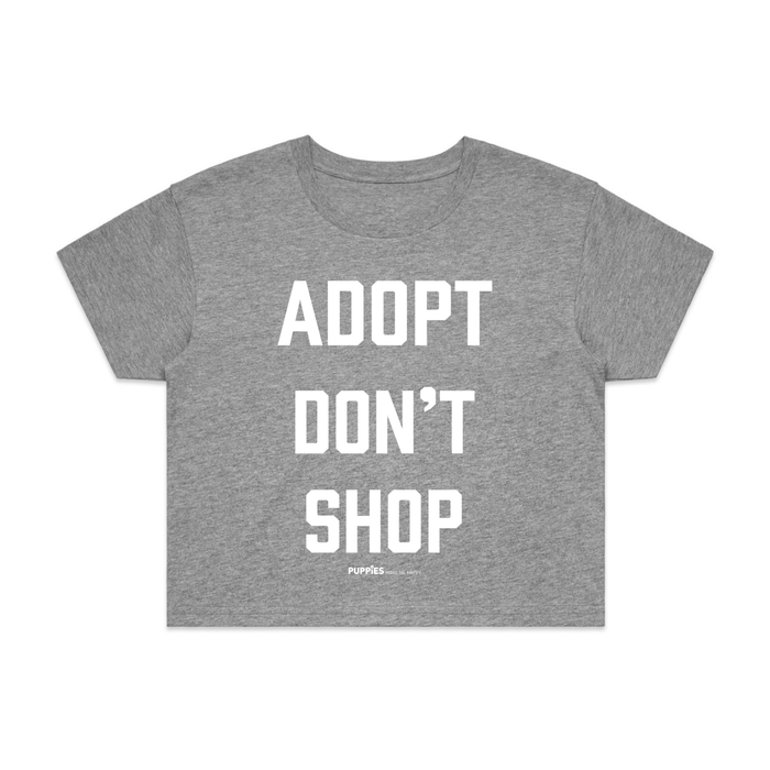 Adopt Don't Shop Crop Tee in sport grey