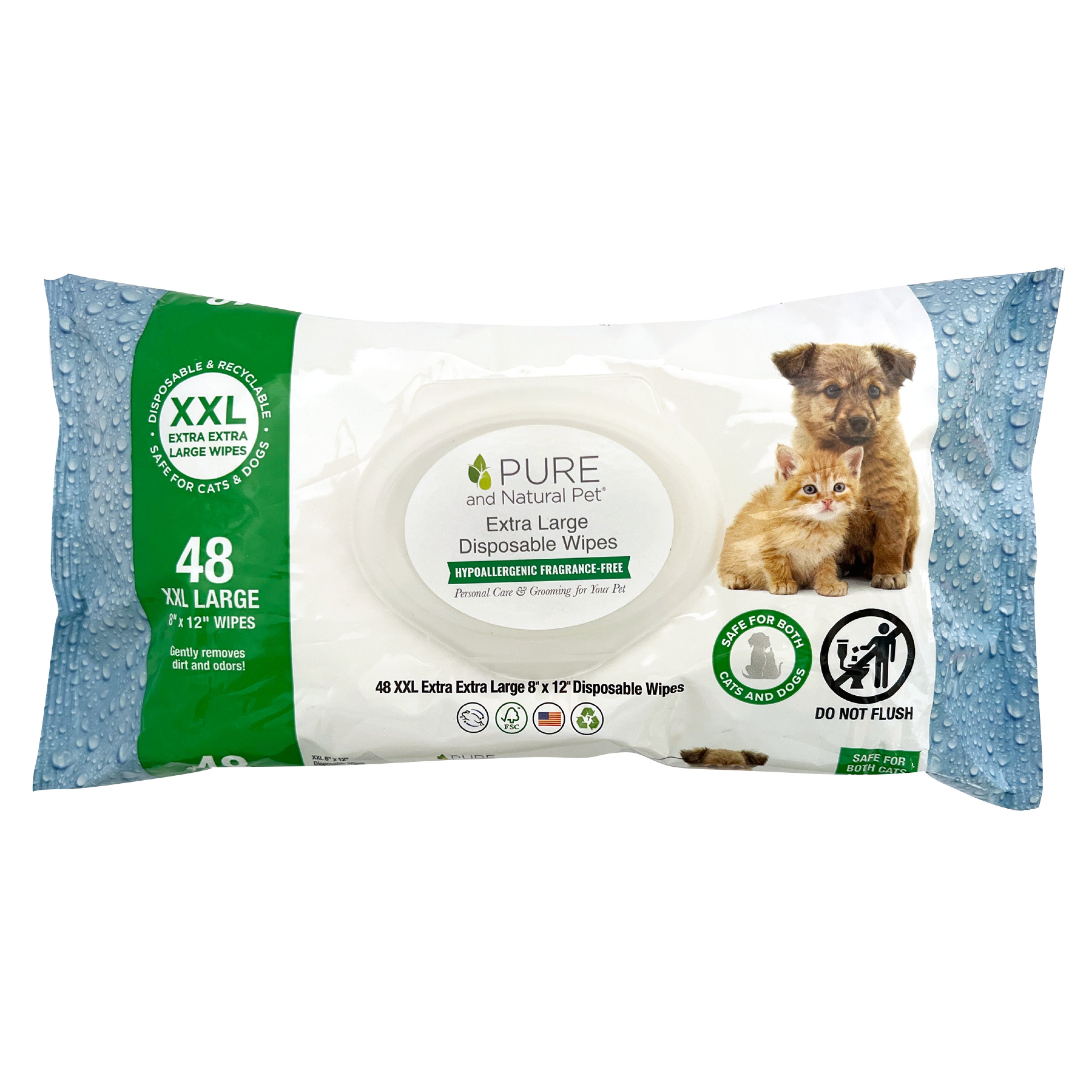 Toallitas de aseo extra extra grandes para perro y gato, 48 unidades
