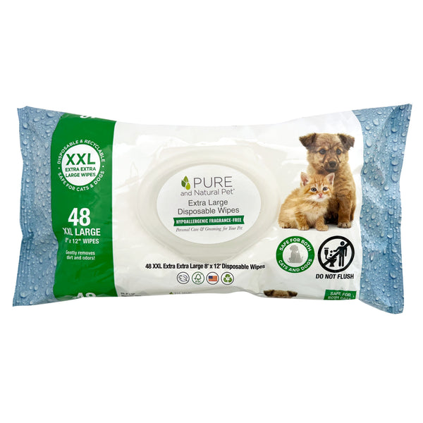 Extra Extra Large Grooming Wipes for Dogs and Cats, 48 Count