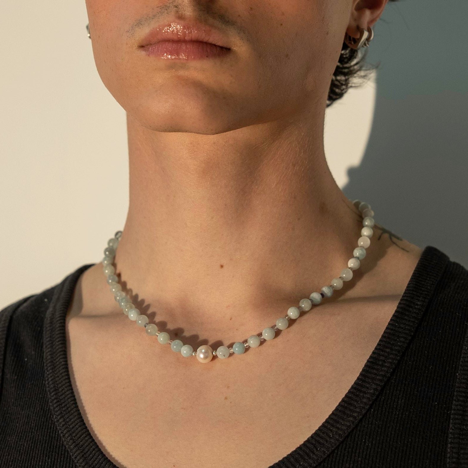 Aquamarine and Freshwater Pearl Necklace, photo 1