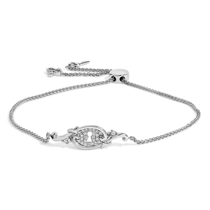 1/10 Ct. T.W. Diamond Keyhole Charm Bolo Bracelet in Sterling Silver, photo 1