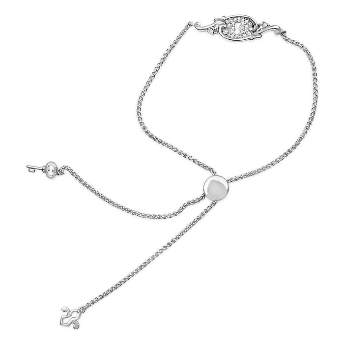 1/10 Ct. T.W. Diamond Keyhole Charm Bolo Bracelet in Sterling Silver, photo 4