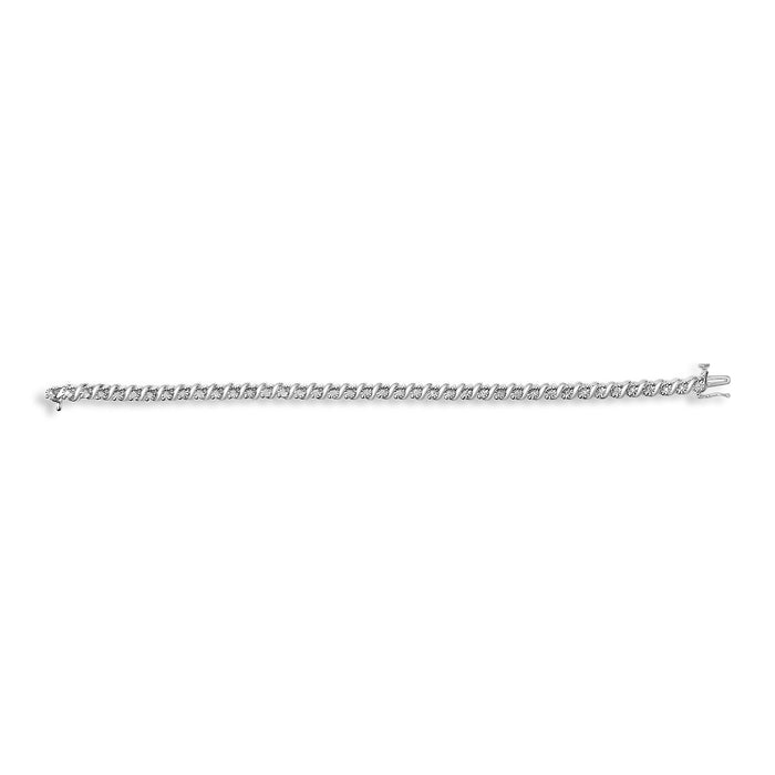 Pulsera de eslabones en S con estaciones de diamantes de 1/4 ct. p.t. en plata de ley, foto 4