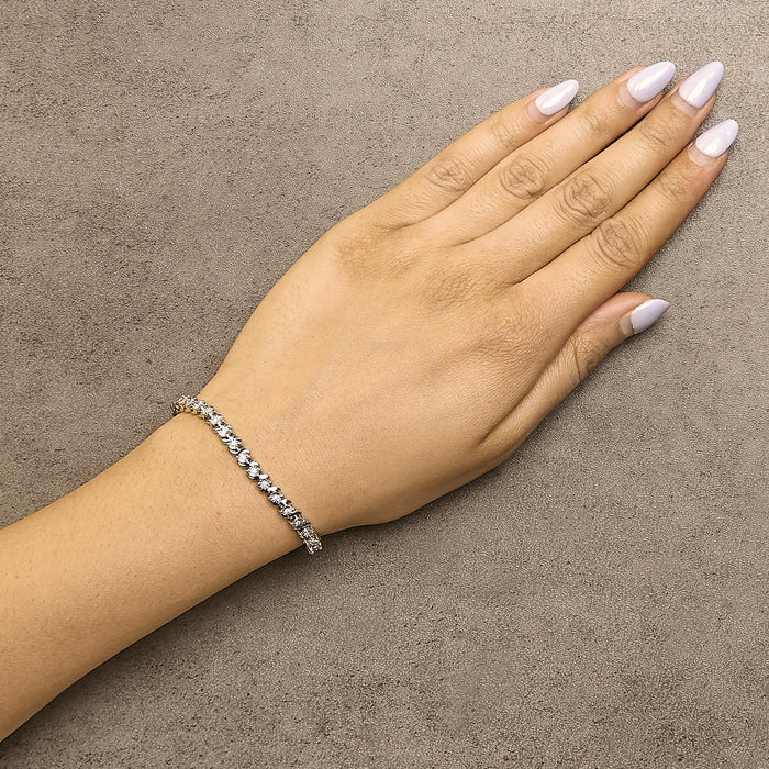 Pulsera de eslabones en S con estaciones de diamantes de 1/4 ct. p.t. en plata de ley, foto 3
