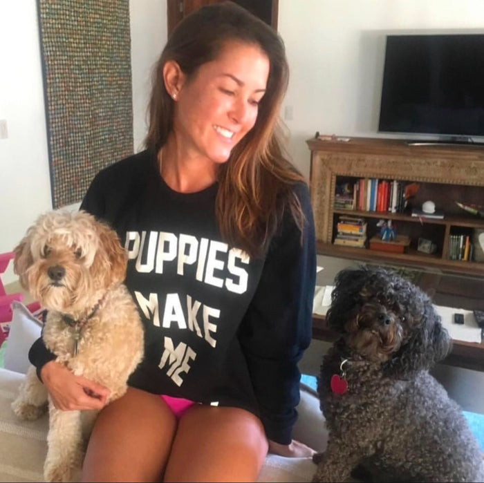 Puppies Make Me Happy Unisex Crewneck Sweatshirt