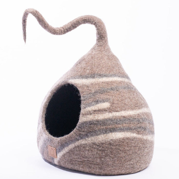 Felted Wool Cat Cave with Tail, Stone Design, photo 6