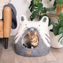 Felted Wool Cat Cave with Ears, Cat Design
