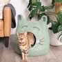 Cueva de fieltro de lana para gatos con orejas, diseño Cat Face