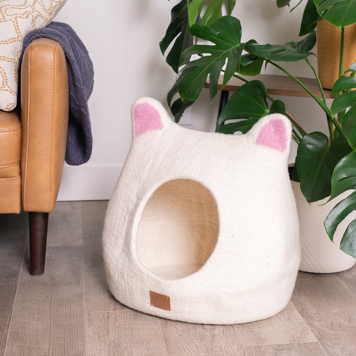 Felted Wool Cat Cave with Ears, Accent Ears Design, photo 3