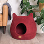 Felted Wool Cat Cave with Ears, Wine Burgundy, photo 2