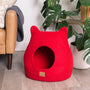 Felted Wool Cat Cave with Ears, Chili Red, photo 2