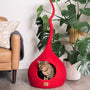 Felted Wool Cat Cave with Tail, Chili Red