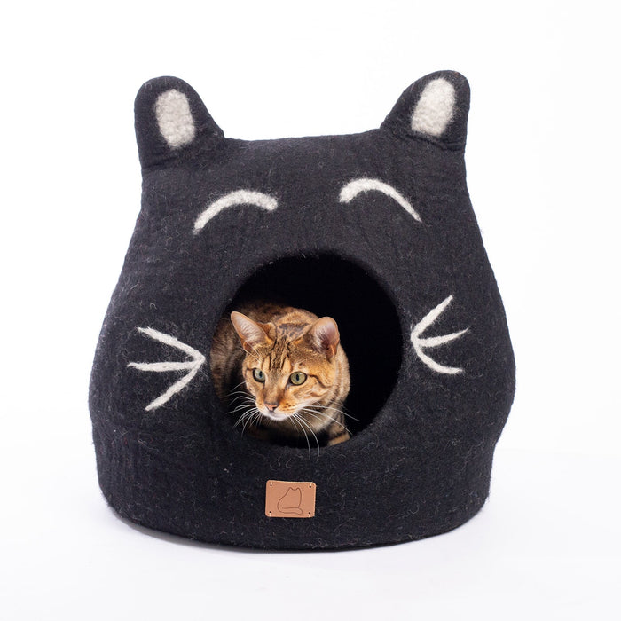 Felted Wool Cat Cave with Ears, Boy Cat Design, photo 4