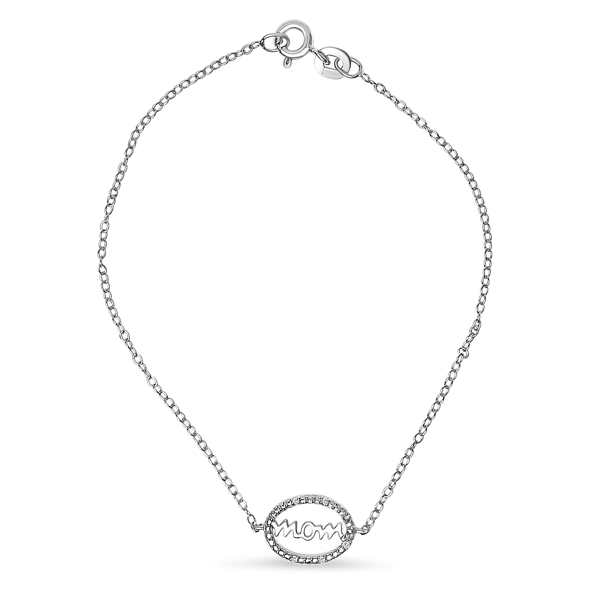 Diamond Accent Mom Charm Bracelet in Sterling Silver, photo 1