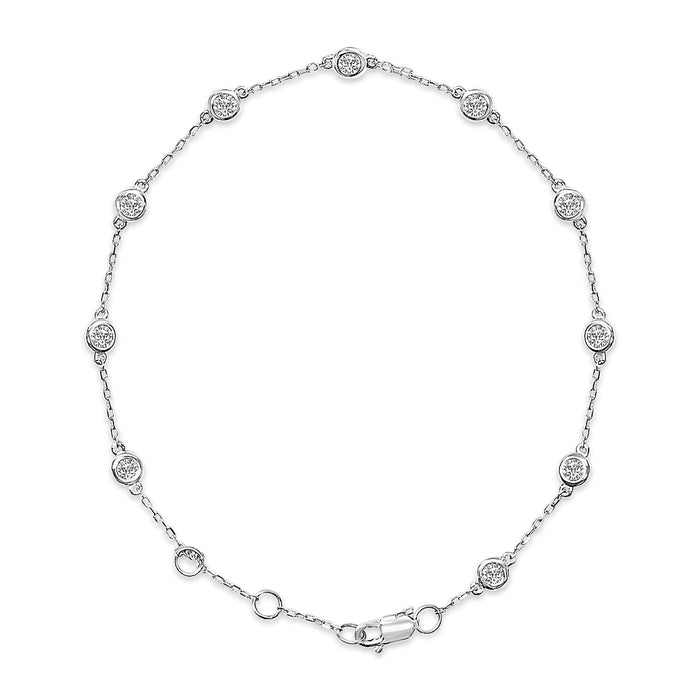 Pulsera de estaciones de bisel con diamantes cultivados en laboratorio de 1/2 ct. p.t. en oro de 14K, foto 2