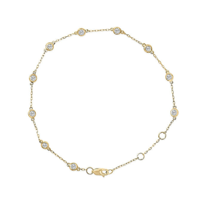 Pulsera de estaciones de bisel con diamantes cultivados en laboratorio de 1/2 ct. p.t. en oro de 14K, foto 1