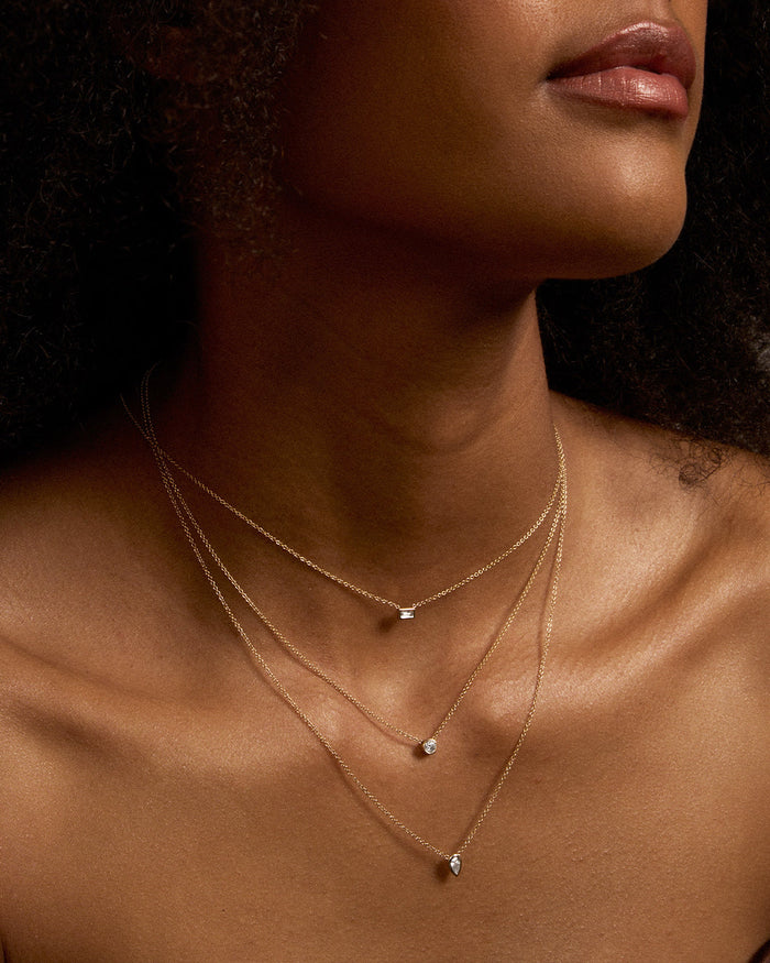 Collar de diamante grande en bisel en oro de 14K, foto 5