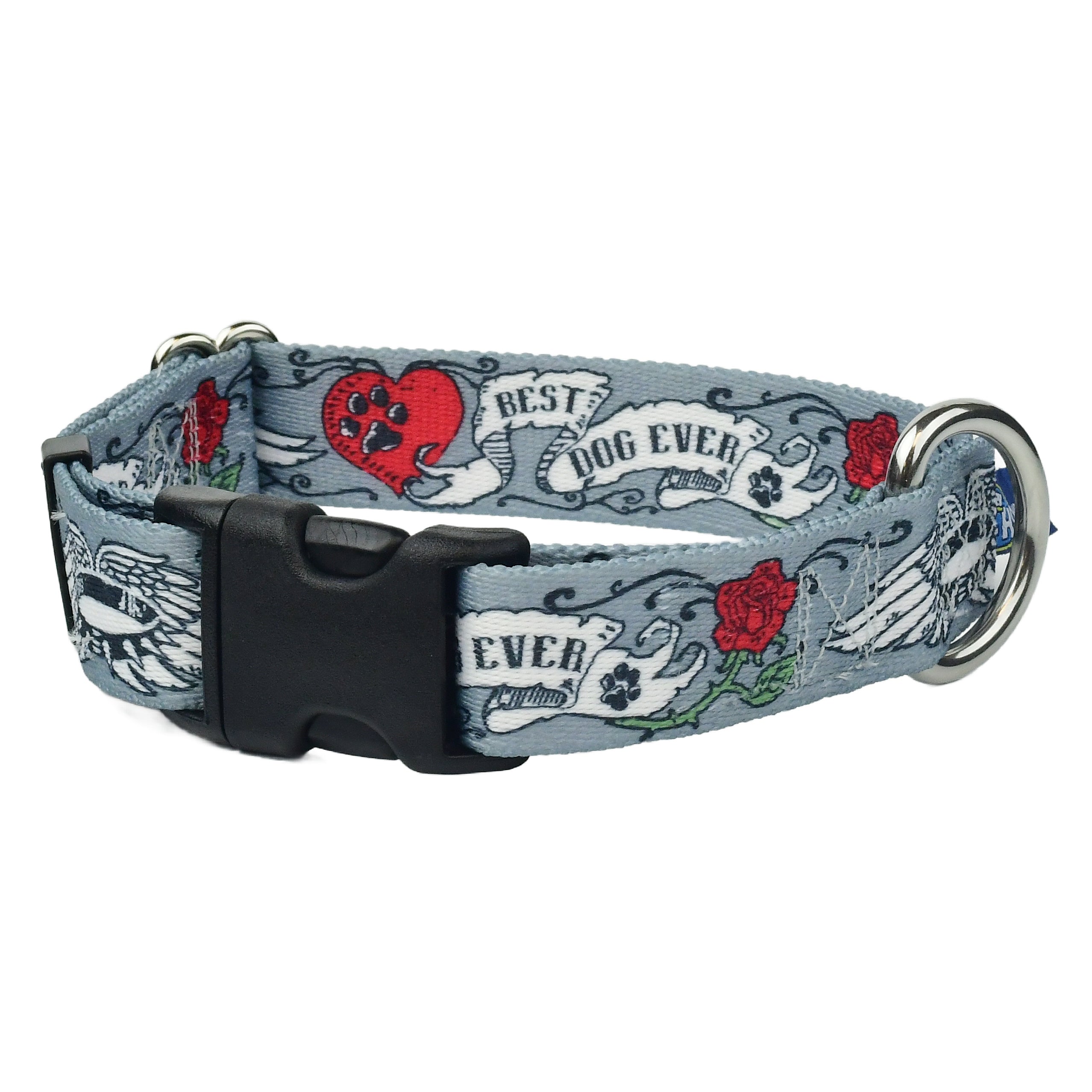 Collar martingala con hebilla para perro Best Dog Ever EarthStyle, solo 1 pulg., foto 1