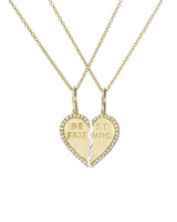 Conjunto de collares de corazón de mejores amigas en oro de 14K