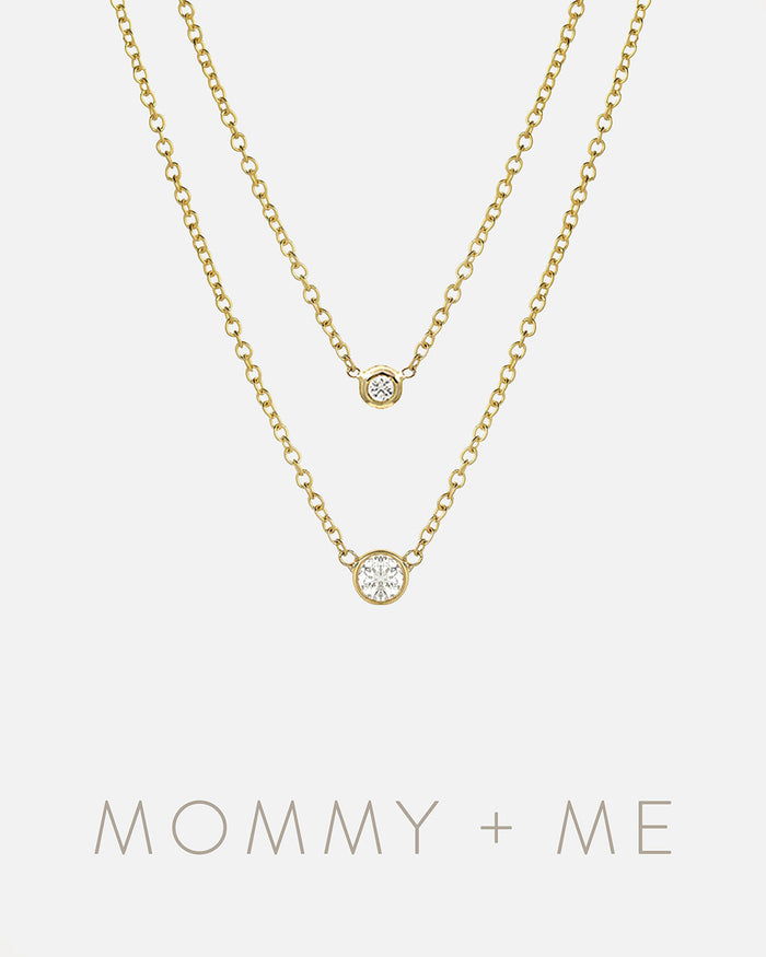 Conjunto de collares Mommy and Me con diamante en bisel en oro de 14K, foto 1