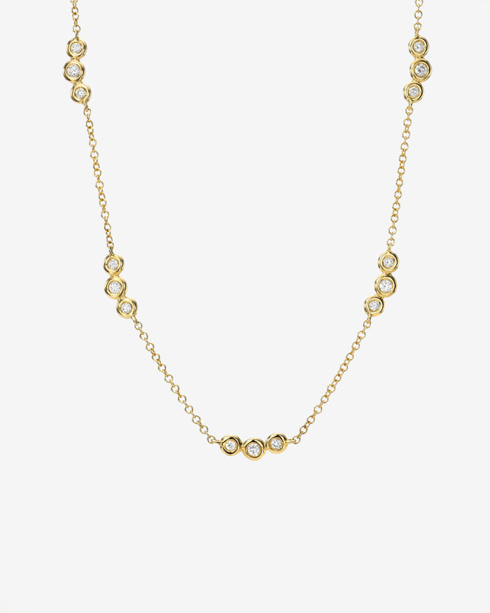 14K Gold Bezel Diamond Trio Segment Necklace, photo 1