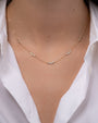 14K Gold Bezel Diamond Trio Segment Necklace, photo 2