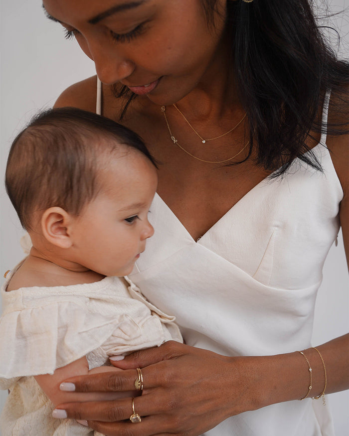 Conjunto de collares Mommy and Me con diamante en bisel en oro de 14K, foto 4