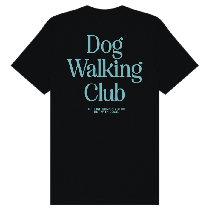 Dog Walking Club Tee in black / teal print