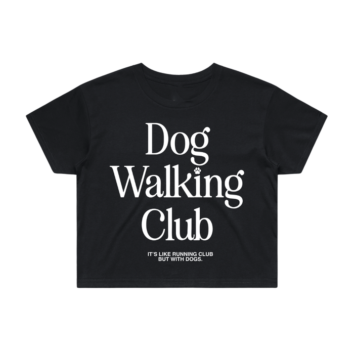 Dog Walking Club Crop Top in black / white print