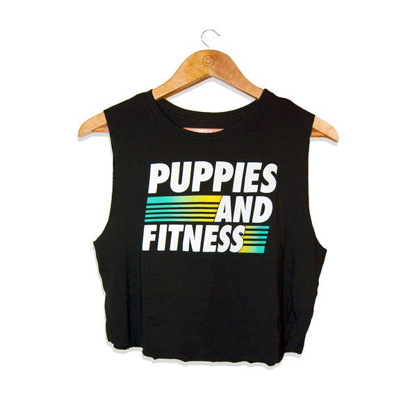 Puppies & Fitness Club Logo Crop Top in black