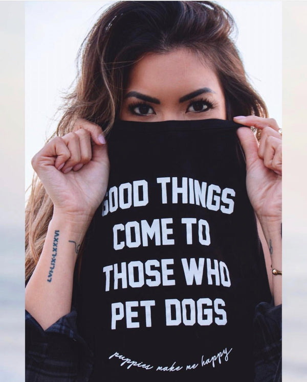 Good Things Come To Those Who Pet Dogs Crop Tank in black