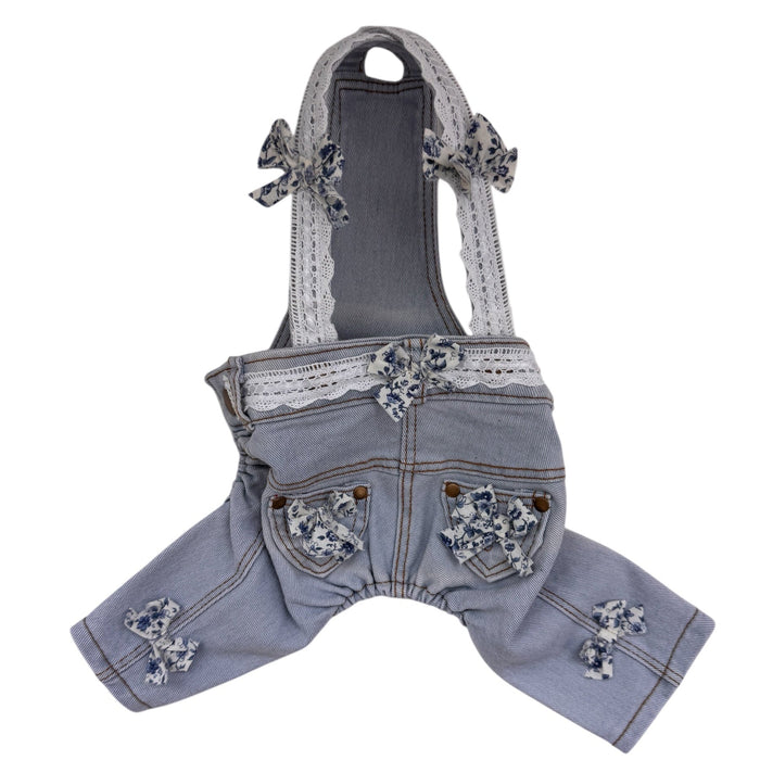 Blue Overalls with Blue Floral Bows, photo 1