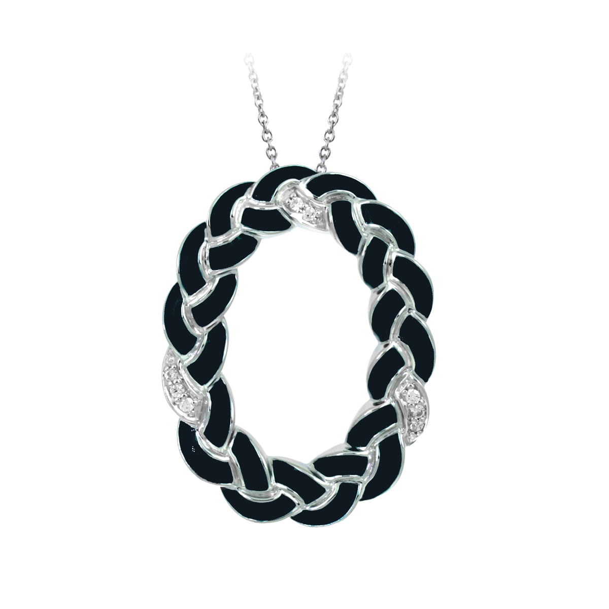 Braid Oval Pendant with Stones, photo 1