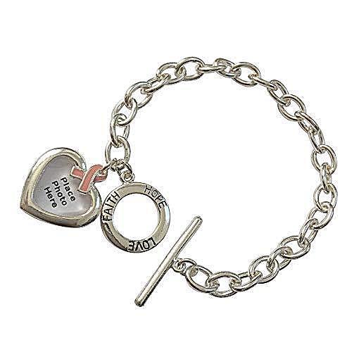Pulsera con lazo rosa y dije de corazón para foto, foto 2