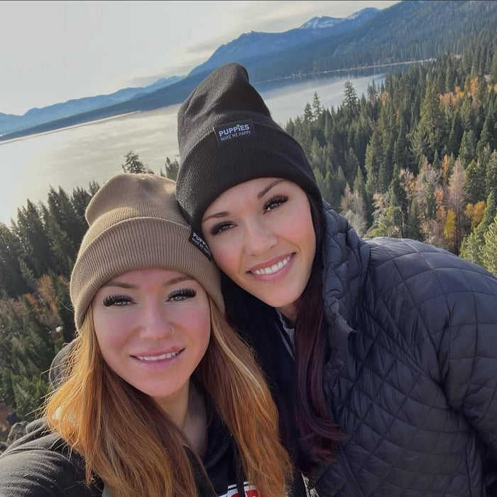 Puppies Make Me Happy Reversible Hipster Beanie