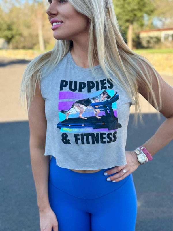 TreadMaster German Shepherd on a Treadmill Crop Top