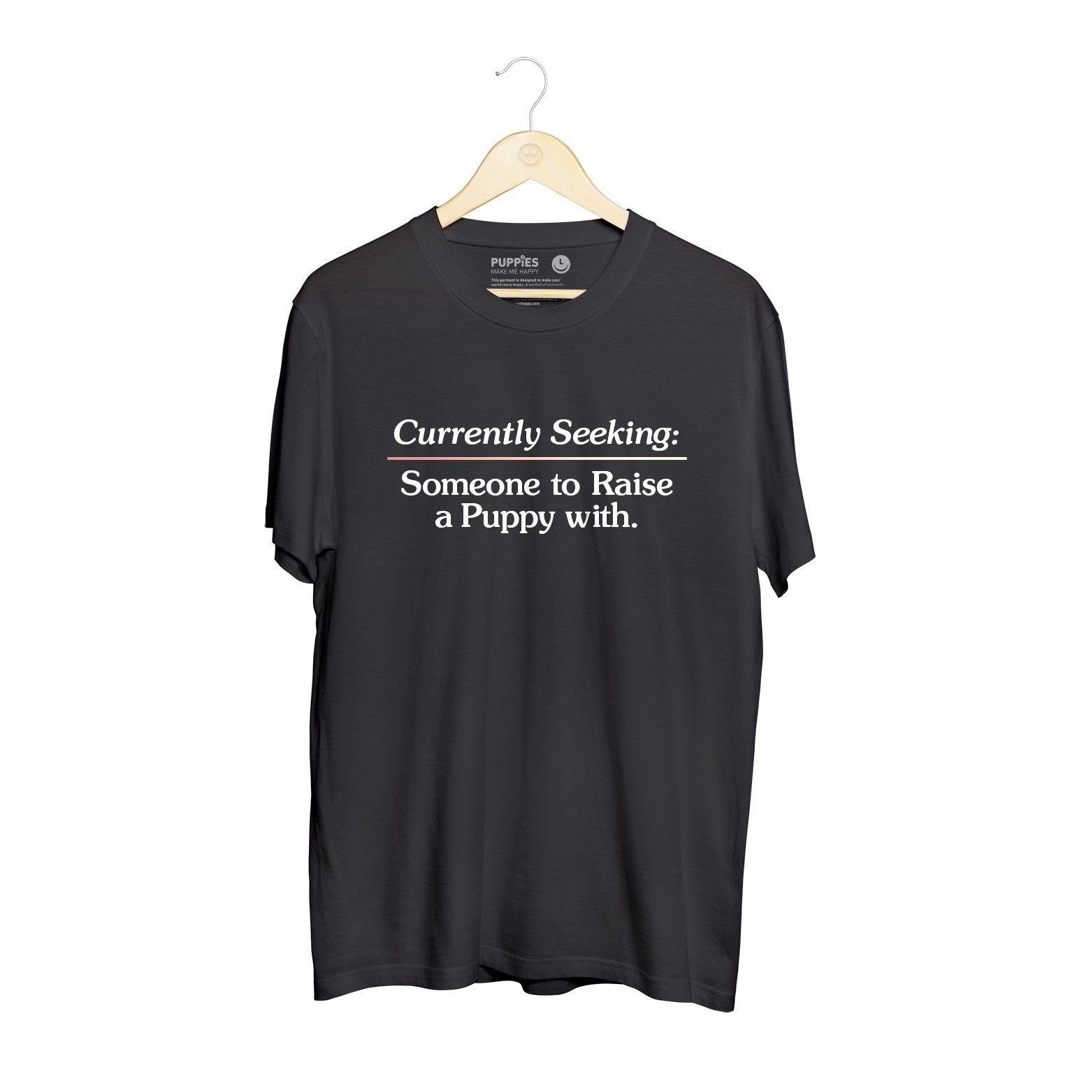 Currently Seeking Unisex Tee in puppies soft black