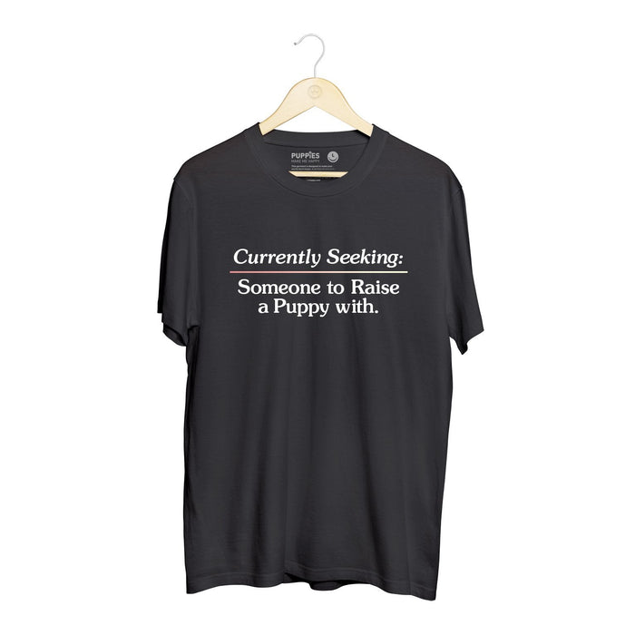 Currently Seeking Unisex Tee in puppies soft black