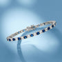 Pulsera tenis con zafiros blancos y azules creados en laboratorio de 6.00 CTW, foto 3