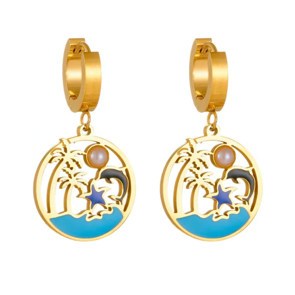 Coastal Magic Tropical Huggie Hoop Earrings, photo 1