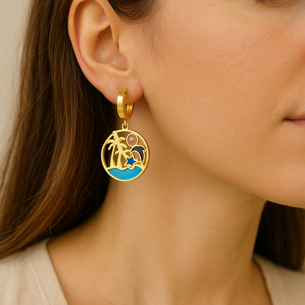 Coastal Magic Tropical Huggie Hoop Earrings, photo 2