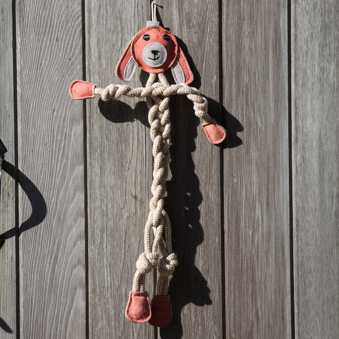 Bitsy Bunny Rope Knottie, juguete de cuerda natural para perro, tamaño grande, foto 2