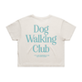 Dog Walking Club Crop Top in cream / teal print