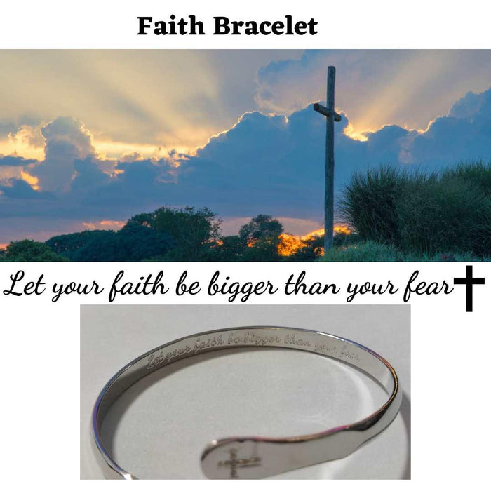 Let Your Faith Be Bigger Than Your Fear Cross Engraved Cuff, photo 15