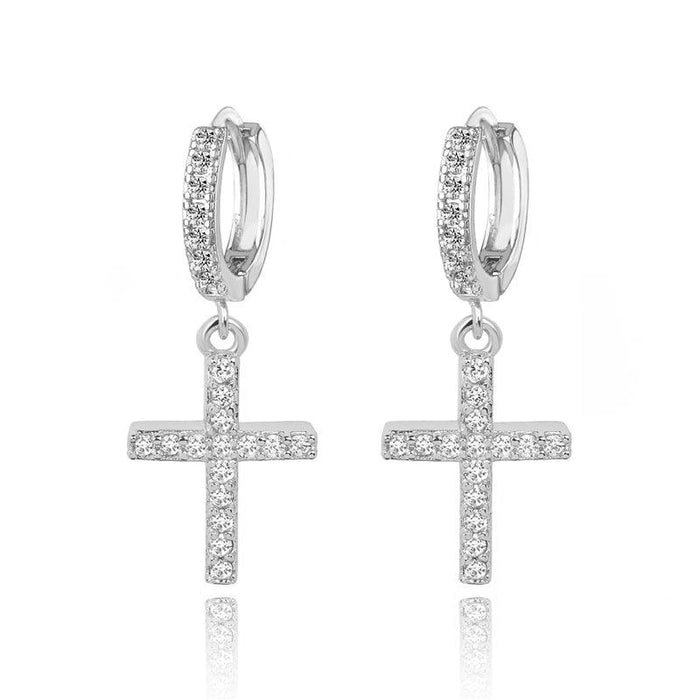 Cubic Zirconia Cross Dangle Earrings, photo 3