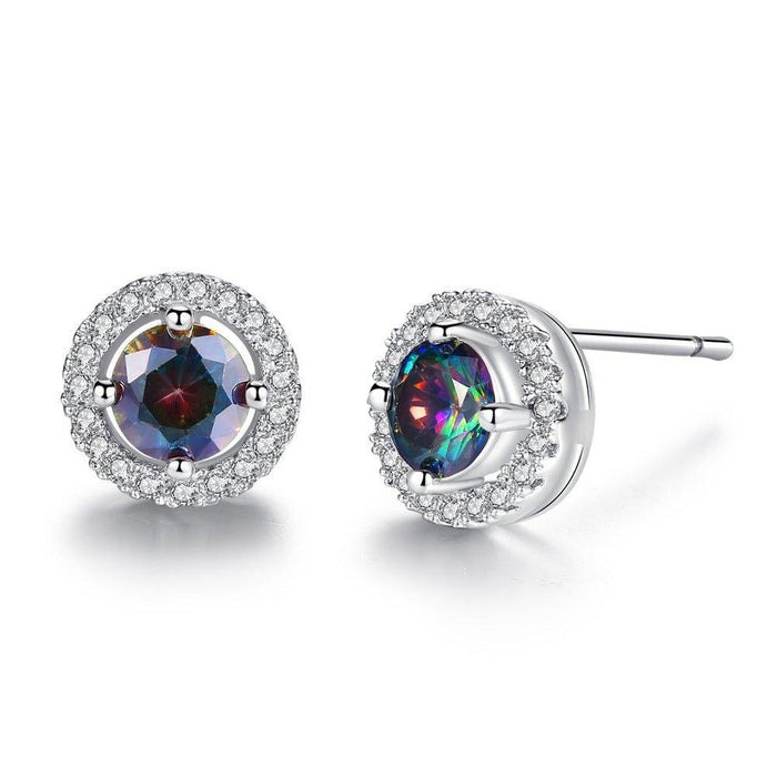 Crystal Halo Topaz Stud Earrings, photo 1