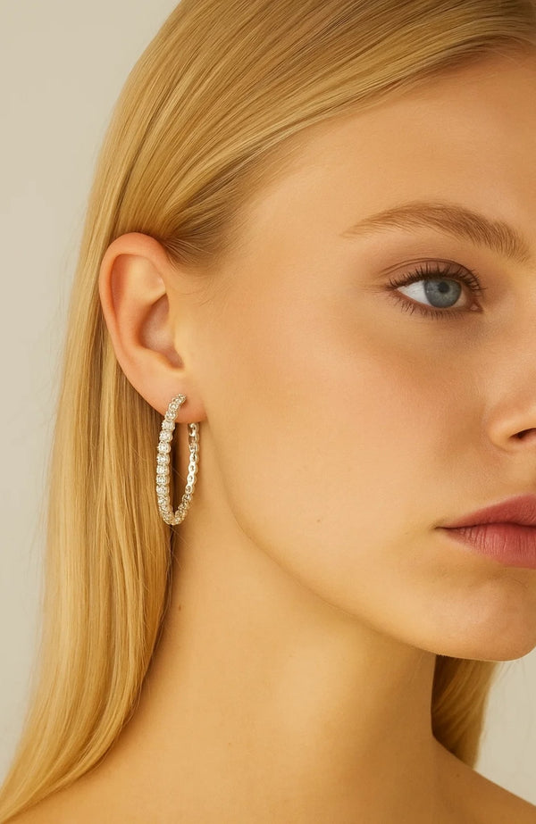 Claw Set Cubic Zirconia Hoop Earrings, photo 2