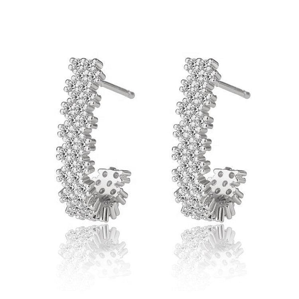 Cubic Zirconia J Hoop Earrings, photo 2